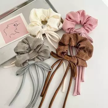 Резиновая повязка для волос с хвостиком, аксессуары для волос, лента с бантом, высокая эластичная плиссированная веревка для волос 13*32cm чёрный