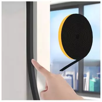 Резиновая самоклеящаяся губчатая уплотнительная полоса Ширина 5~50 мм Толщина 1~10 мм Длина 10 м~3 м Черная пена EVA Уплотнительная прокладка для предотвращения столкновений Thick 1mm Length 10m 10mm