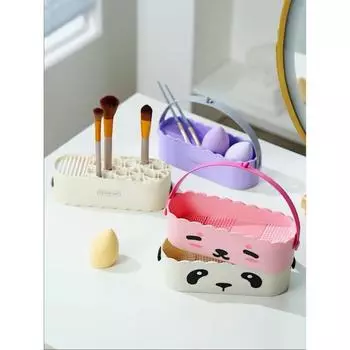 Резиновая щетка для макияжа, инструмент для чистки, коробка для хранения косметики, многофункциональные косметические щетки, очиститель для яиц, принадлежности для ванной комнаты фиолетовый