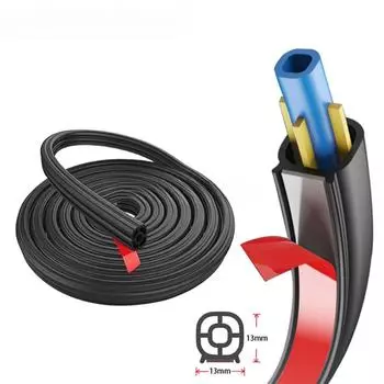 Резиновая уплотнительная лента для двери автомобиля, двухслойная звукоизоляционная утолщенная уплотнительная полоска, защита для уплотнения двери/капота/багажника