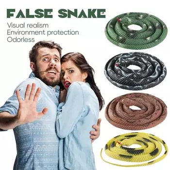 Резиновая змея пугала игрушка поддельные мягкие длинные животные шутки реквизит для розыгрышей украшения на Хэллоуин реалистичная модель дети взрослые подарки на вечеринку One Size коричневый