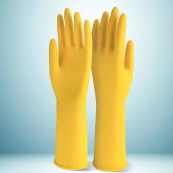 Резиновые перчатки резиновые износостойкие водонепроницаемые латексные кухонные мытье посуды женские утолщенные резиновые бытовые говяжьи сухожилия прочные трудовые страховые чистые S-1 double upgraded extra thick (trial)
