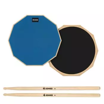 Резиновый коврик для малого барабана Donner Drum Practice Pad Training Drum с шумоподавлением 8 дюймов (синий)