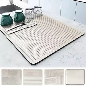 Резиновый коврик для сушки посуды, коврик для кофеварки, супервпитывающий и быстросохнущий нескользящий силиконовый коврик для сушки посуды, коврик для бутылок с посудой