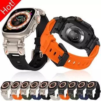 Резиновый ремешок для часов Apple Watch Band Ultra 2 1 49 мм 45 мм 44 мм 42 мм Мягкий силиконовый браслет для IWatch Series 9 8 7 6 SE 5 4 Correa For Apple Watch 42mm