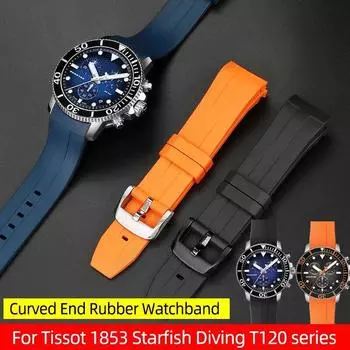 Резиновый ремешок для часов Tissot 1853 Starfish Diving T120, 22 мм, силиконовый ремешок с изогнутым концом, серия T120417A, мужской браслет на запястье 22mm