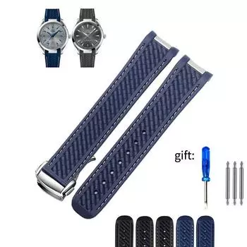 Резиновый силиконовый ремешок для часов, подходит для Omega Seamaster 300 AT150 Aqua Terra, ультра легкий браслет со стальной пряжкой 8900, ремешок для часов 20 мм