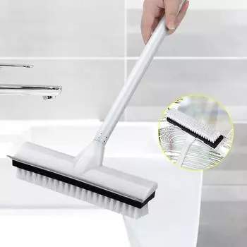 Резиновый скребок с длинной ручкой, дизайн 2 в 1 для чистки плитки, напольного ковра в помещении, регулируемая щетка для чистки пола, щетка для ковров