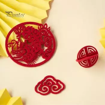 Резка бумаги Украшение Дракона Полое Благоприятное Облако 2024 Год Дракона Китайский Весенний Фестиваль Гостиная Настенный Войлочный Орнамент