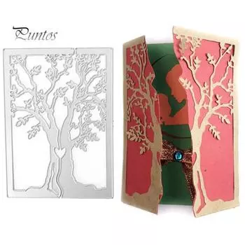 Резка Дерева Умирает Поздравительная Открытка Фон Скрапбукинг Тиснение Трафарет Плесень