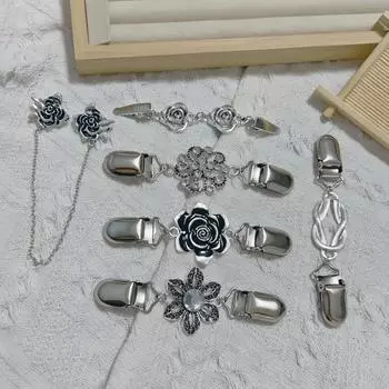 Резная пряжка для шарфа из шелка в стиле ретро - зажим для воротника с защитой от воздействия окружающей среды для женщин, популярный аксессуар для свитера