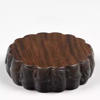 Резная ваза с круглым основанием из черного сандалового дерева, бонсай, сборный сосуд, статуя Будды, каменное изделие ручной работы, кронштейн из цельного дерева