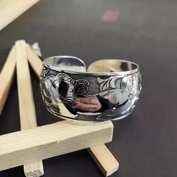Резной браслет в стиле ретро, нерегулярные регулируемые отверстия, резьба, украшение, этнический стиль, тибетские украшения, винтажные широкие Elephant