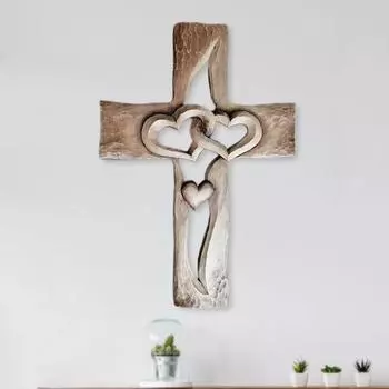Резной модный крест с переплетенными сердцами и резной крест любви