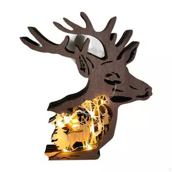 Резной олень, деревянная резьба по дереву, животные с подсветкой, деревенские фигурки, силуэт, художественный декор, день рождения