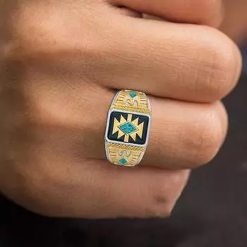 Резные костяшки пальцев Креативное антикварное кольцо с тотемом и резным символом орла на каждый день US 6 золотистый