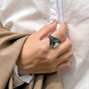 Резные мужские кольца в стиле рок в стиле ретро, кольцо из натурального камня, ювелирные аксессуары US 12 жёлтый