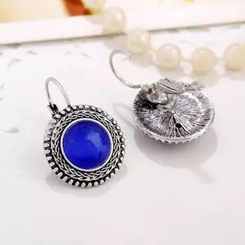 Резные винтажные тибетские посеребренные серьги 2 inch