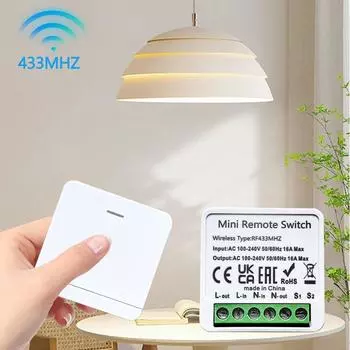 RF 433MHZ Mini Smart Switch LED Light Switch 100-220V 86 Wall Panel Remote Control Receiver 1/2/3 Gang For Home Lamp Fan RF 433MHZ Switch