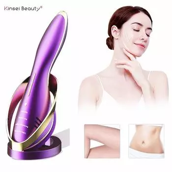 RF Beauty Device EMS Машина для лифтинга лица Удаление морщин Радиочастотный уход за кожей Горячий и холодный свет Терапия Вибрационный массажер фиолетовый