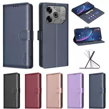 RFID-блокировка с рисунком личи, искусственная кожа, слоты для карт, чехол-кошелек для телефона Tecno Camon 30, Pova 6, Pova 6 Pro, Spark 20, Spark Go 2024, Spark 20C, Pop 8... Tecno Spark 20 Pro красный