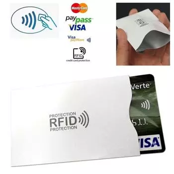 RFID-печать, блокирующий рукав, защитный держатель для кредитных карт банка для кошельков 10pcs серебряный