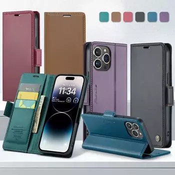 RFID противоугонная щетка из искусственной кожи с отделениями для карт чехол-кошелек для iPhone Samsung Xiaomi откидная крышка с магнитной пряжкой Xiaomi Poco X5 Pro чёрный