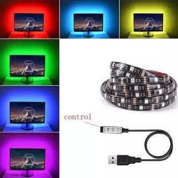 RGB 5050 1 м DC 12 В SMD5050 ТВ фон светодиодная лента диодная лента гибкий контроллер движения для гостиной 3000 К 1m