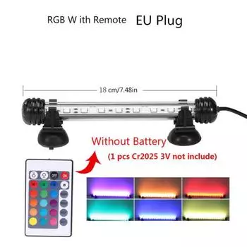 Аквариумный светильник RGB 18 см с дистанционным управлением для дайвинга, цветная лампа для растений, аквариума, незаменимого амфибийного использования