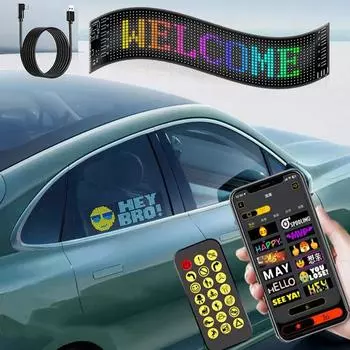 RGB автомобильная светодиодная матричная пиксельная панель DIY освещение прокручивающаяся текстовая доска лобовое стекло рекламный экран Bluetooth с управлением через приложение