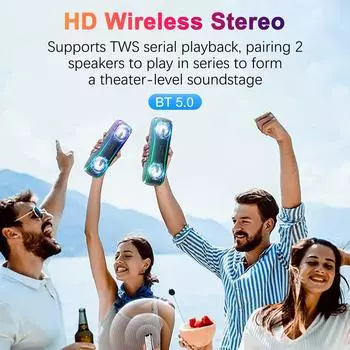 RGB беспроводной водонепроницаемый бит-барабан BT динамик для спорта на открытом воздухе портативный сабвуфер звук чёрный