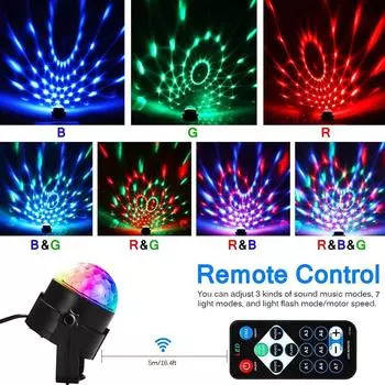 RGB Диско Шар Вечерние Огни DJ Дискотека Светодиодный Проектор Стробоскоп День Рождения Вечеринка Автомобильный Клуб Бар Караоке Рождество Звук Активируется EU Plug