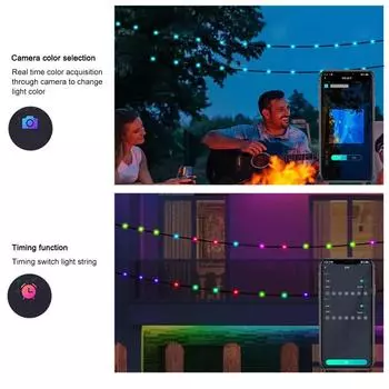 RGB гирлянда водонепроницаемая многоцветная гирлянда с приложением и пультом дистанционного управления для вечеринки на открытом воздухе кемпинга спальни рождественского украшения