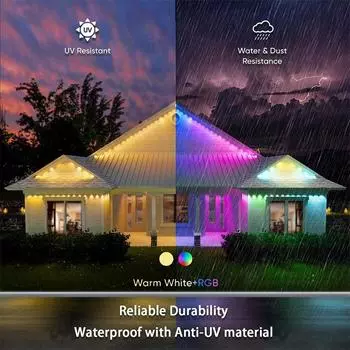 RGB Карнизные светильники Bluetooth Постоянное наружное освещение Светильники Музыка Синхронизация Таймер IP67 Водонепроницаемый Гирлянда для вечеринки Домашний праздничный декор 10M 20LED-USB