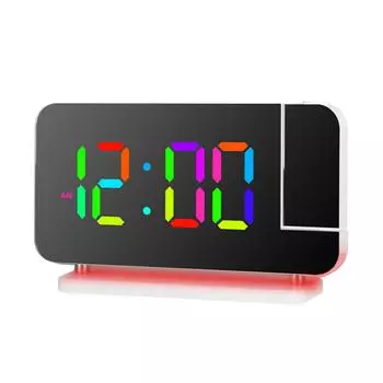 RGB Красочные светодиодные электронные часы Красочный ночник Будильник Украшение дома Проекционные часы белый
