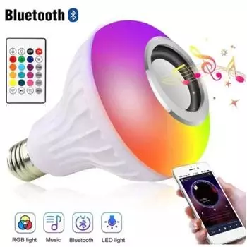 RGB-лампа с дистанционным управлением, Bluetooth-динамик, музыкальная звуковая шкатулка, декор для дома в спальню, звуковая панель с изменяющимися цветами, 85–265 В, E27 белый