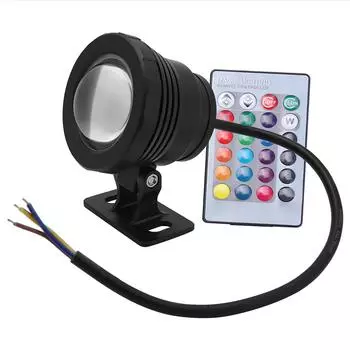 RGB LED Подводный светильник Водонепроницаемый Многоцветный уличный садовый прожектор AC/DC 12 В (черный)