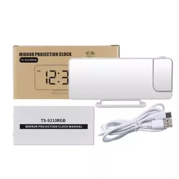 Проекционные часы с зеркалом RGB и функцией двойного будильника для сна. Изделие оснащено акриловым зеркалом для