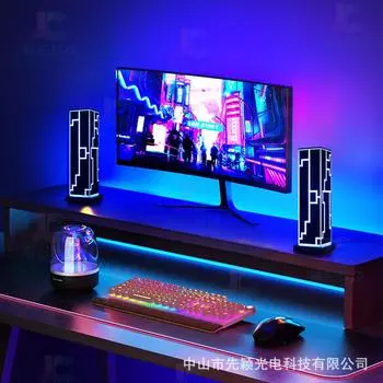 RGB настольная декоративная атмосфера лампа голосовое управление здание красочные ночные огни кубовидная настольная лампа для спальни гостиной Remote Control