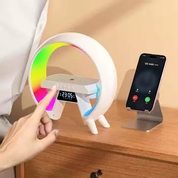 RGB Night Light Многофункциональный будильник Динамики Настольная лампа Ambient белый