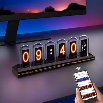 RGB Nixie цифровые ламповые часы Bluetooth WiFi USB светодиодные светящиеся ночные огни IPS цветной дисплей экран игровой настольный декор для спальни подарок