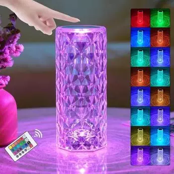 RGB прикроватная лампа с дистанционным управлением, регулируемая яркость, USB-зарядка, 16 цветов, настольная лампа, светодиодный ночник Small