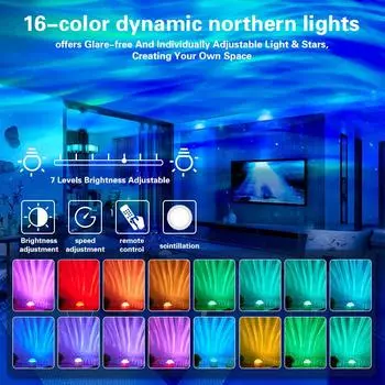 RGB Projection Night Light Wave Projector Light Gradual Water Lamp with Remote Control for Home Room Party Christmas Decor Light