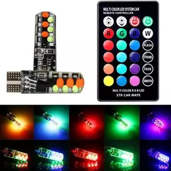 RGB светодиод T10 W5w светодиод 194 168 W5w 5050 SMD автомобиль с дистанционным управлением клином вспышки/стробоскопа контроллер света для чтения F6u4