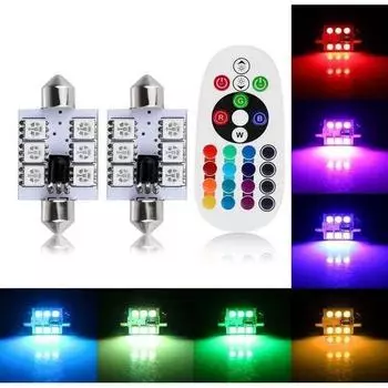 RGB светодиодная подсветка крыши и номерного знака автомобиля: Двойной наконечник, с дистанционным управлением, размер 31-41 мм 41MM