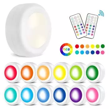 RGB светодиодный ночник беспроводной пульт дистанционного управления RGBW 13 цветов с регулируемой яркостью вспышки под шкафом ночник для шкафа лестница прихожая 1 lamp and 1 remote