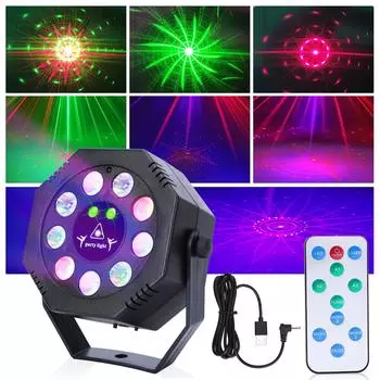 RGB светодиодный сценический свет, лазерный проектор для дискотеки, удаленный звук, вечеринка, КТВ-клуб, DJ-лампа разноцветный