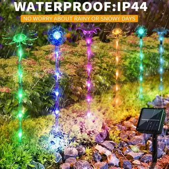 RGB светодиодный солнечный газонный светильник градиентный светодиодный трубчатый цветочный наземный светильник для парка, двора, праздничная атмосфера, декоративный цветочный светильник