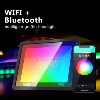 RGB TUYA Floodlight Smart APP Voice Control RGBCW CCT 3000-6500K 30 Вт 50 Вт 100 Вт 220 В переменного тока для садовой вечеринки наружного освещения
