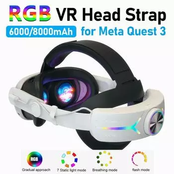 RGB VR головной ремень регулируемый сменный ремешок для Meta Quest 3 VR игровая гарнитура ПК аксессуары 8000mAh перезаряжаемый